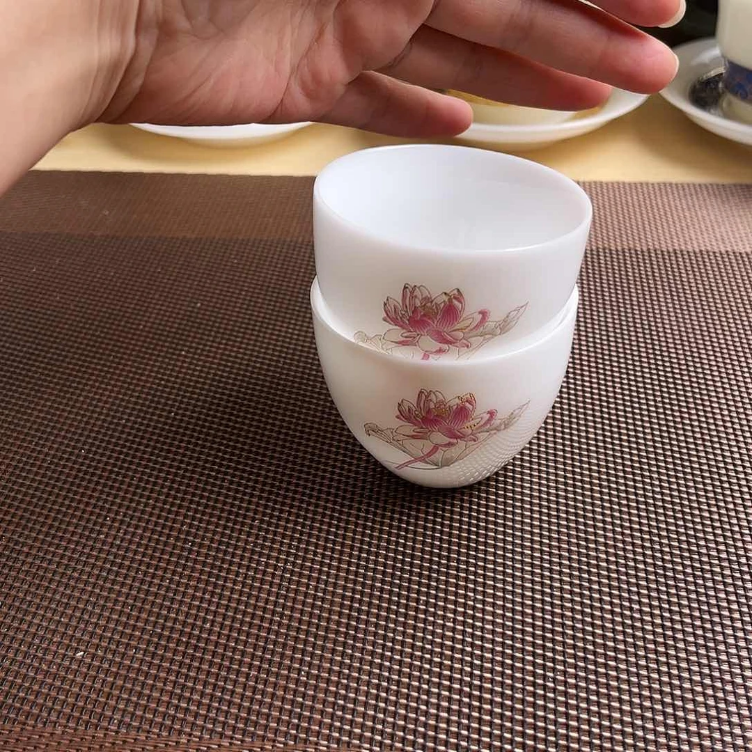 瓷片冰种玉瓷客杯2个微瑕不影响使用