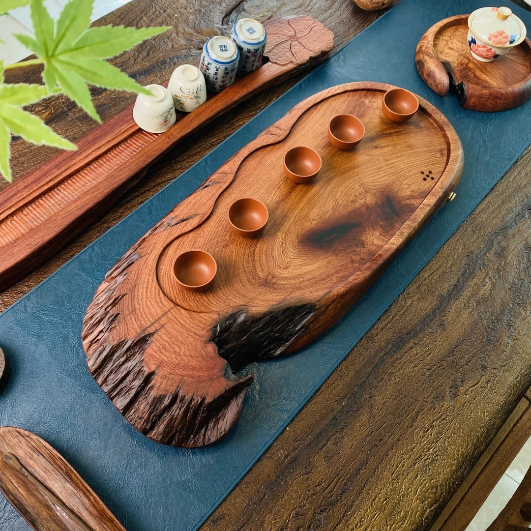 老挝红酸枝木随形茶盘：59-25-5cm  巴里黄檀