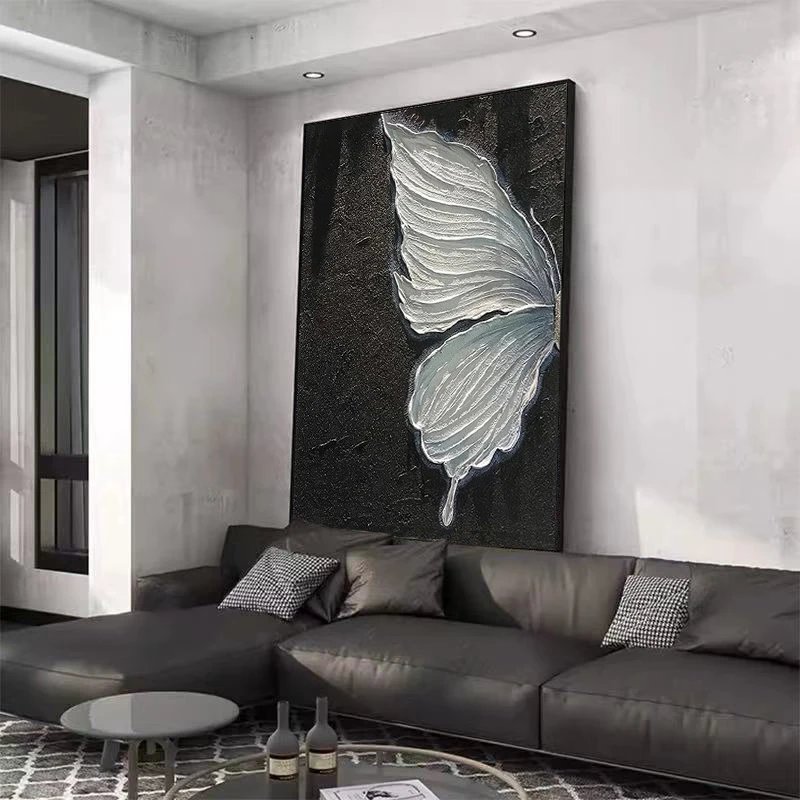 手绘油画《蝶恋》肌理画玄关背景墙装饰画抽象客厅挂画轻奢壁画