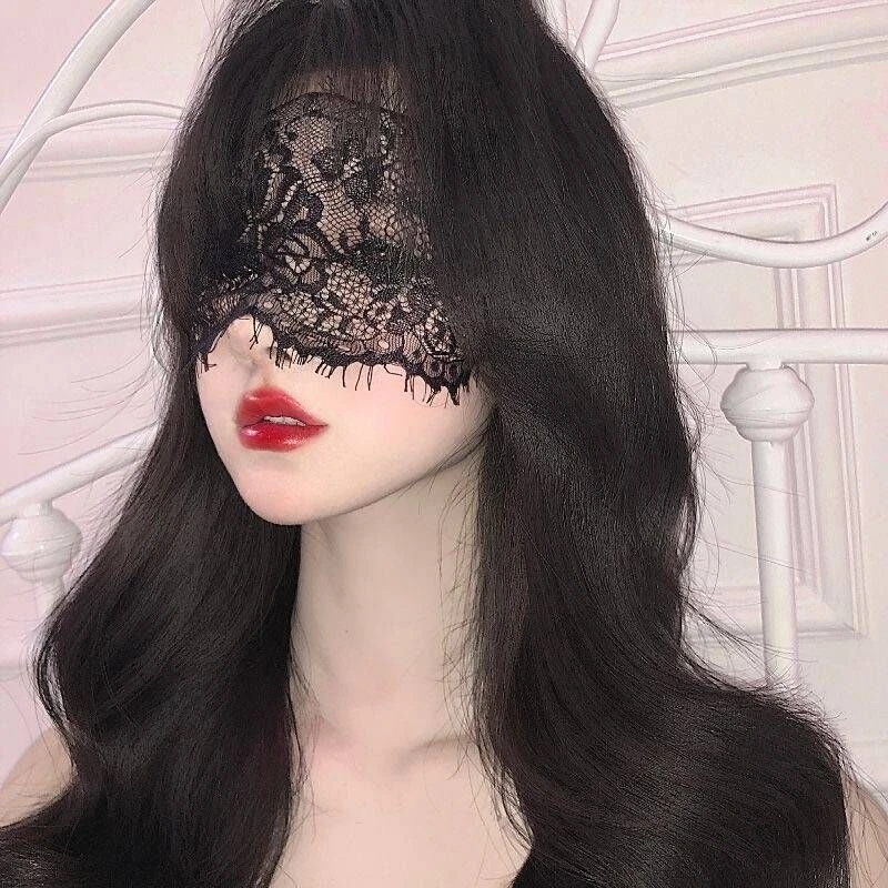 朦胧眼罩杀禁欲系黑色蕾丝眼罩性感镂空面纱面具配饰情侣性感眼纱