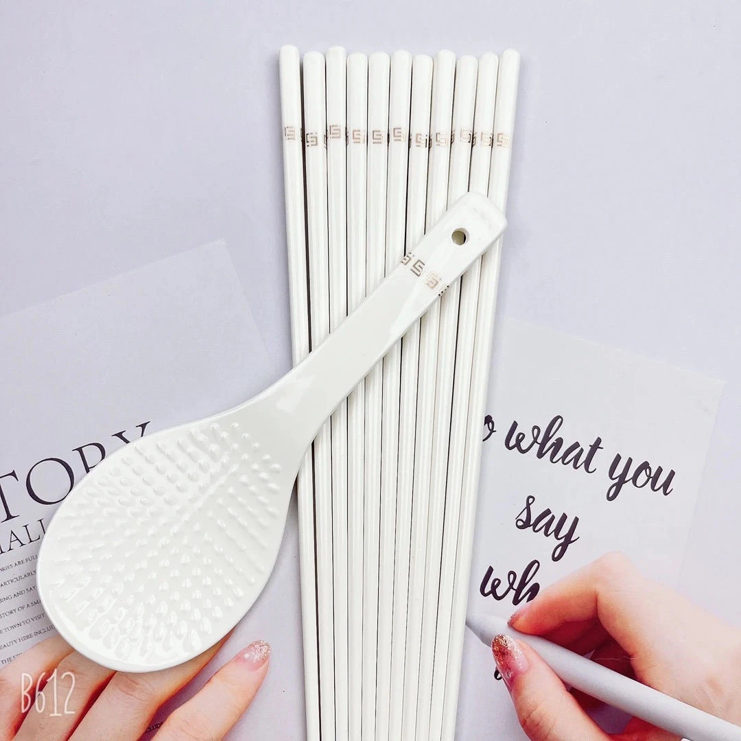 家用陶瓷筷子简约金11件套陶瓷筷子高档骨瓷防滑易清洗防霉抗菌