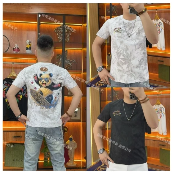 3528 枫叶熊猫半袖 欧货烫印潮款精品潮男时尚潮品