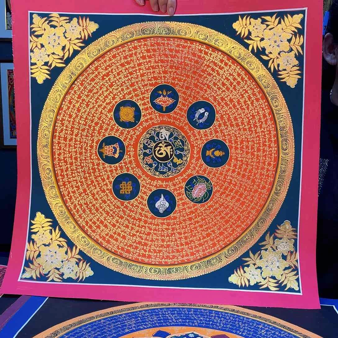 卷轴画手绘唐卡50厘米 六字
