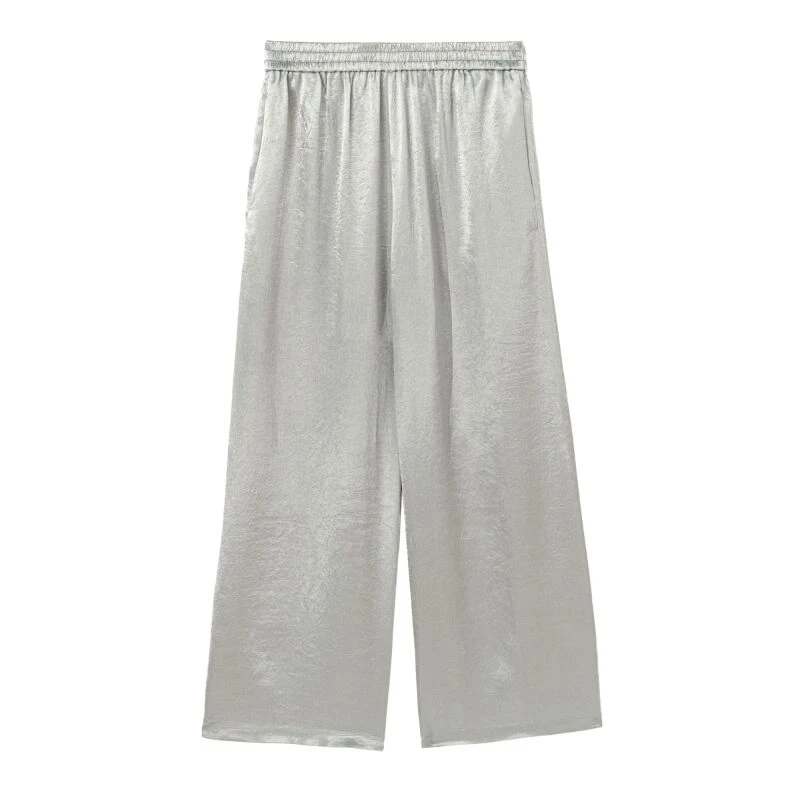 【沐夏】新中式国风醋酸提花百搭高腰直筒宽松阔腿裤女春夏A522261