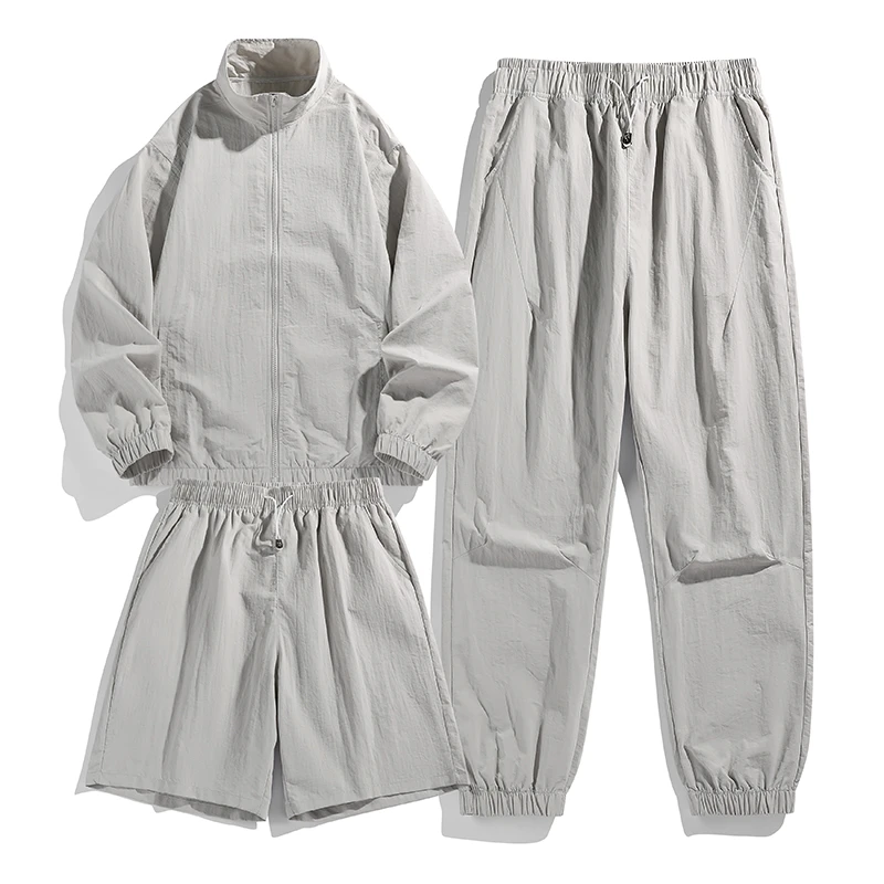 潮流运动套装男士宽松夏季裤子时尚抽绳短裤长裤防晒冰丝新款薄款