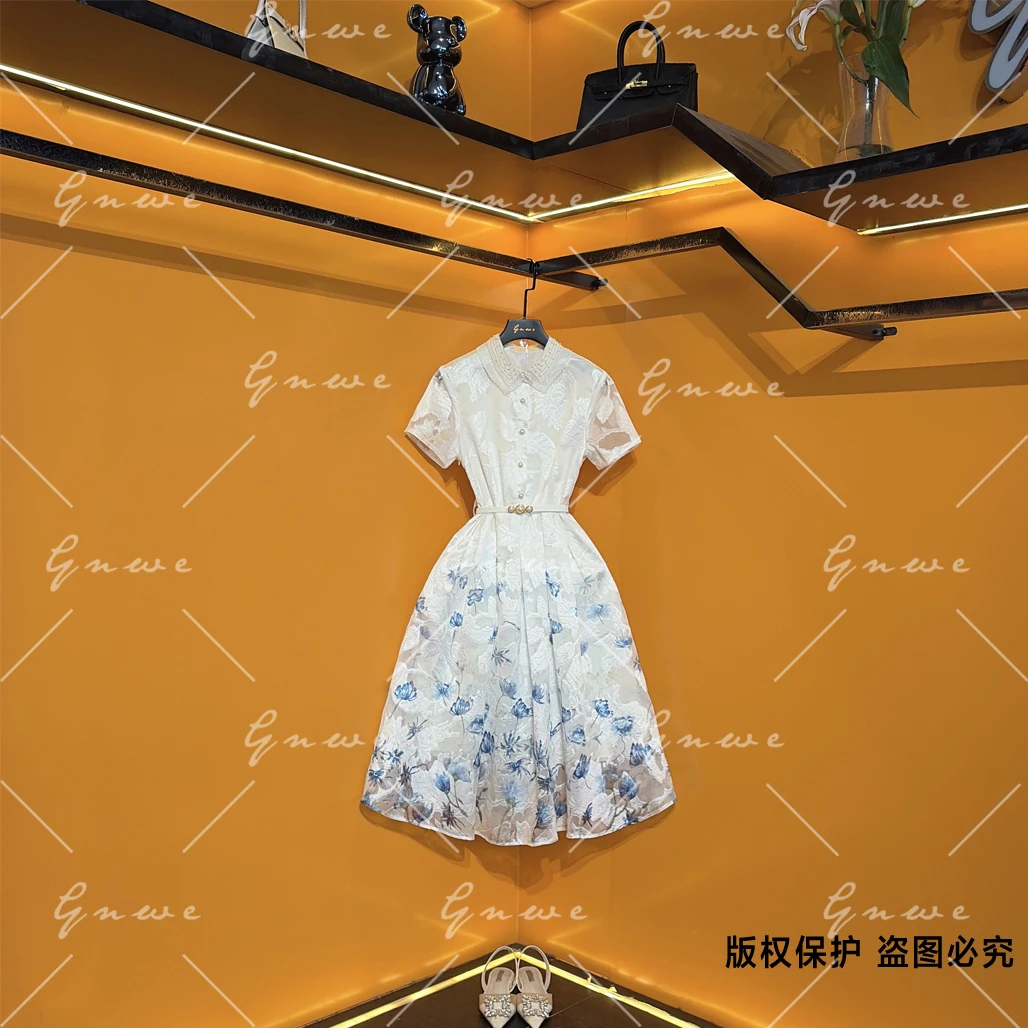 【私人订制】洋气显瘦法式复古时尚气质轻奢提花优雅连衣裙G6610