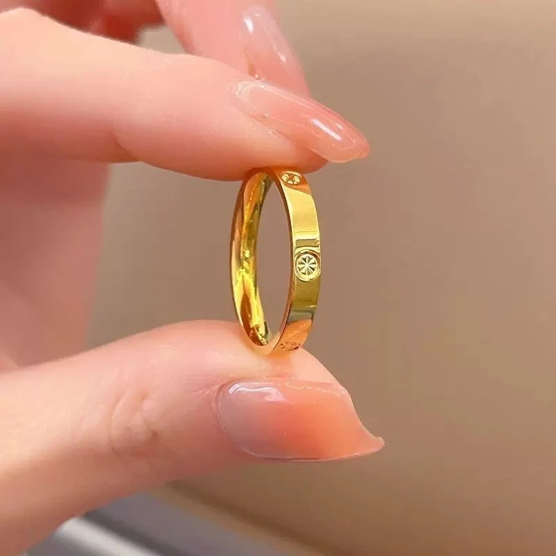 钛钢戒指 不掉色不过敏轻奢高级感米字戒指简约大气百搭网红素圈