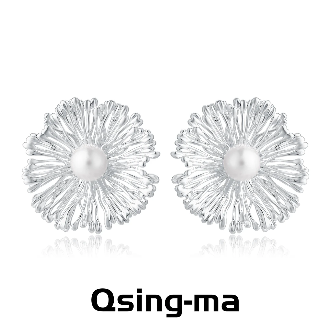 青马 合金耳饰 原创设计-银花珠韵-耳钉女气质时尚欧美小众设计师