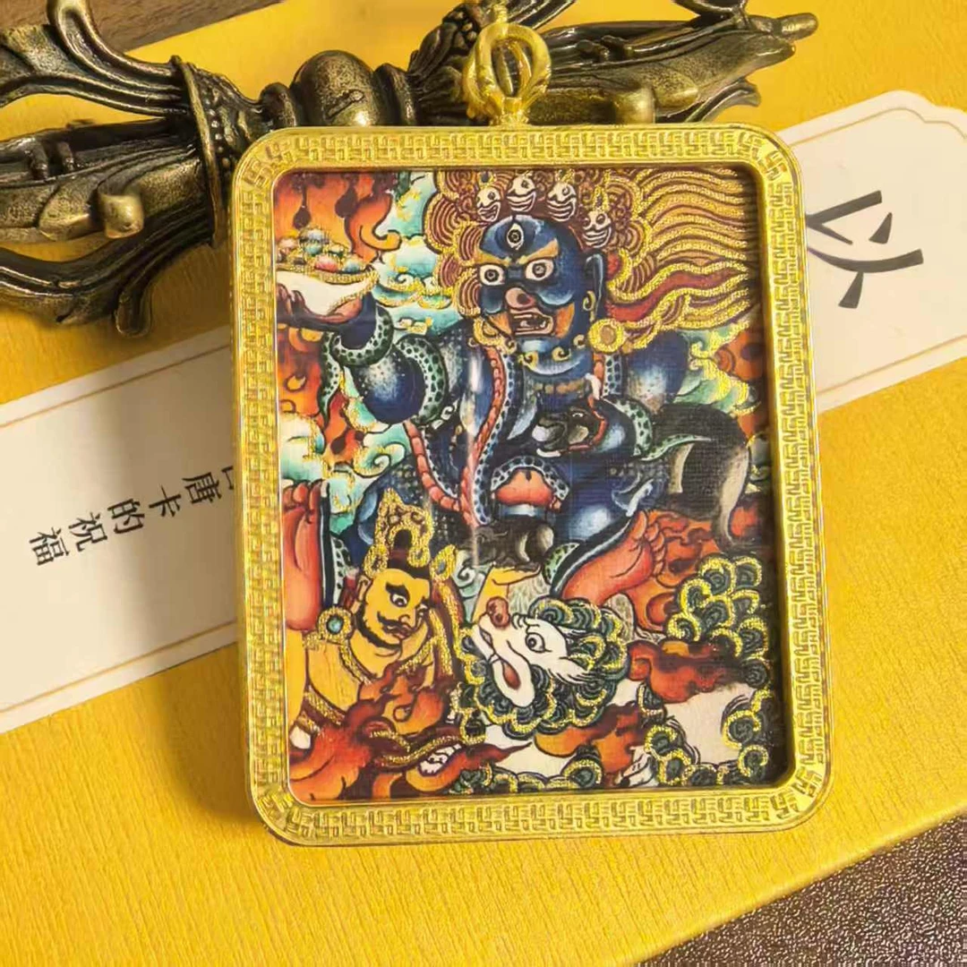 唐卡吊坠 热贡唐卡 手绘唐卡 黑财神