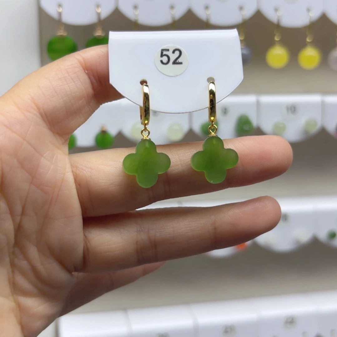 银S925镶嵌和田玉耳饰