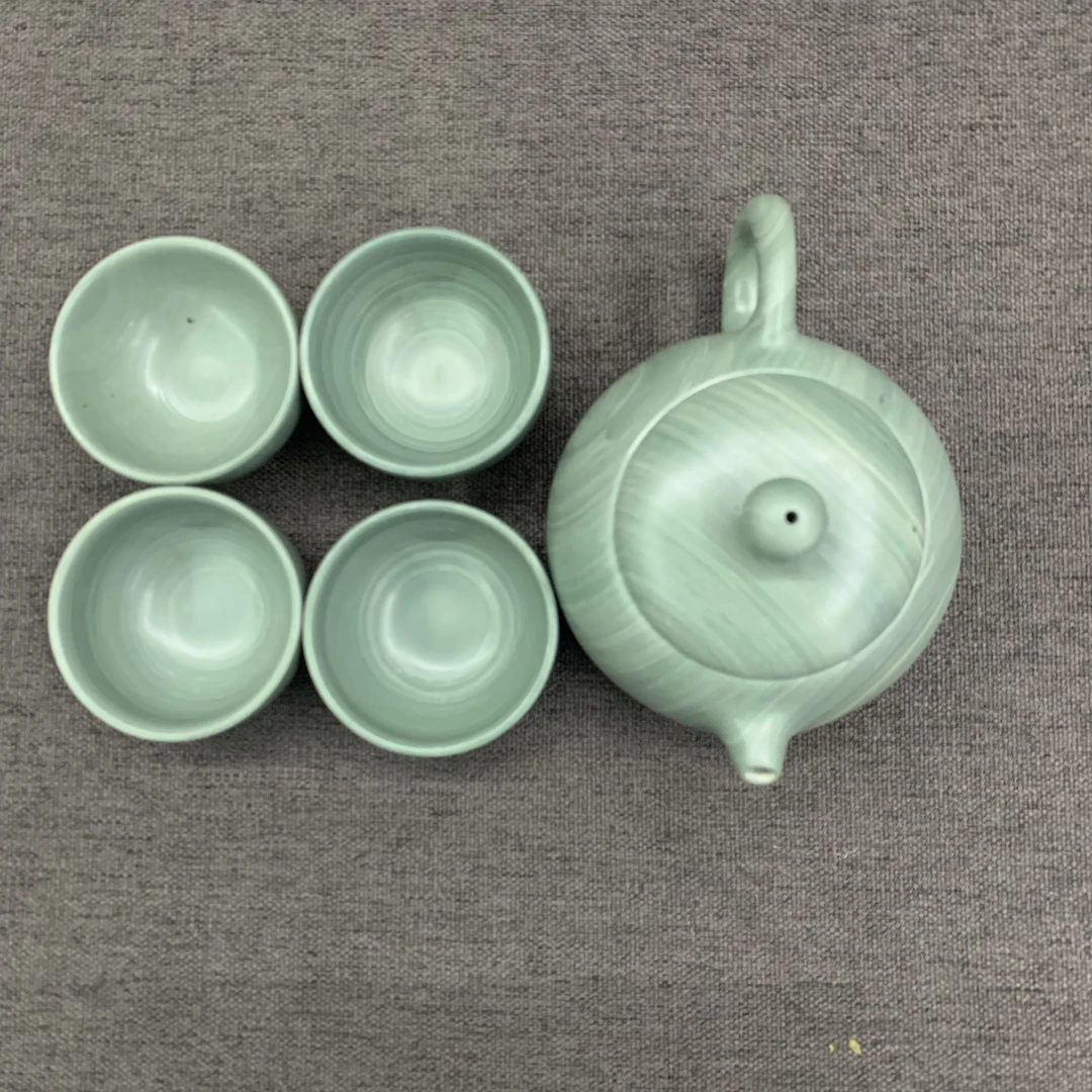 松花石茶具 一壶四杯