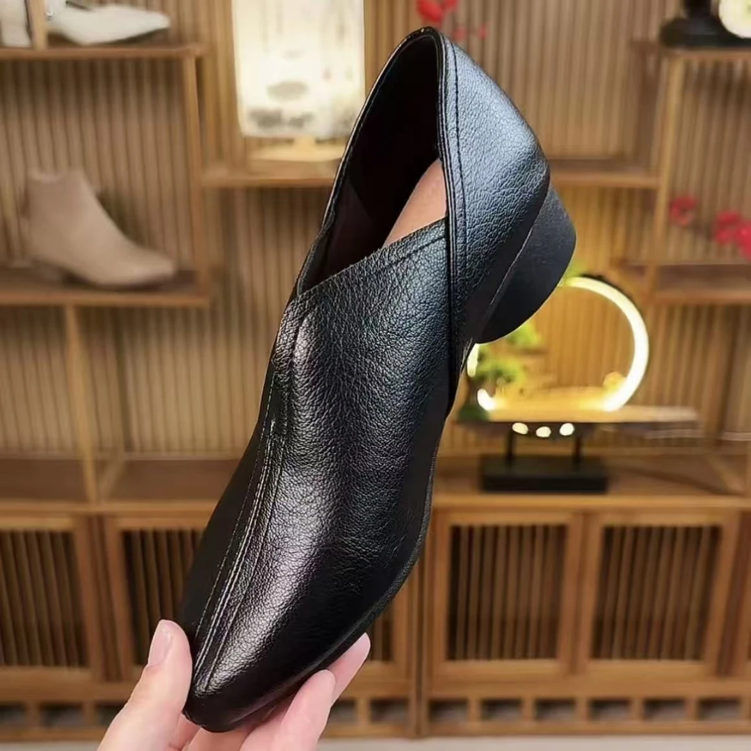 【品牌力荐】法式复古风粗跟单鞋2025春秋季新款一脚蹬舒适女鞋3722