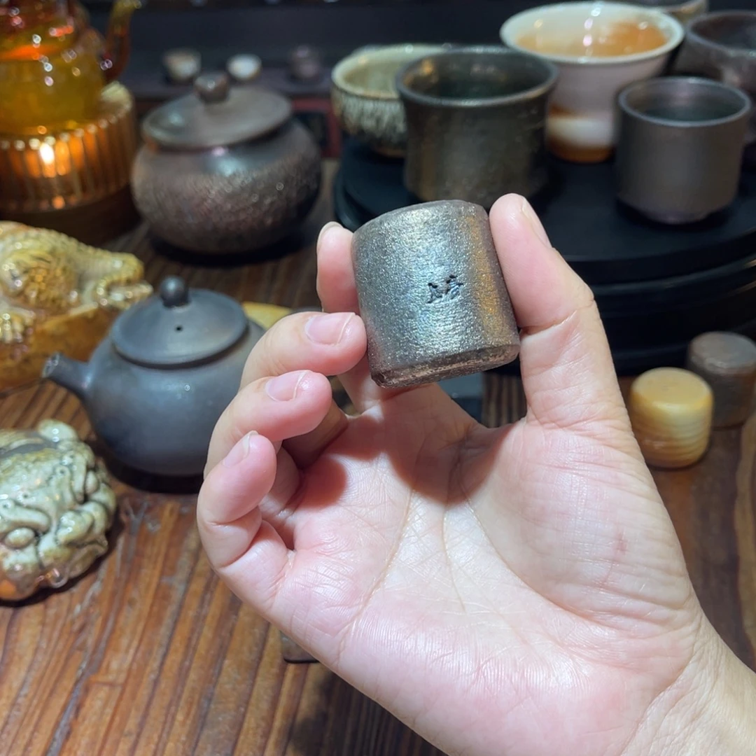 用***9草木斋柴烧手作铁胎盖置