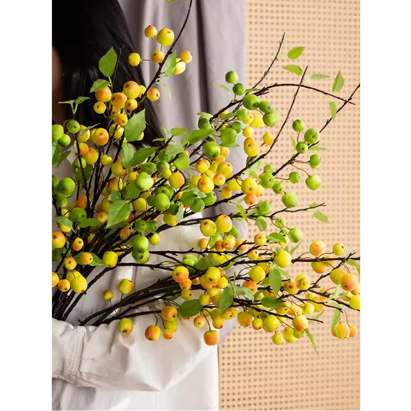 仿真花仿真小苹果清新中式花艺仿真果实家居酒店餐厅装饰摆件道具