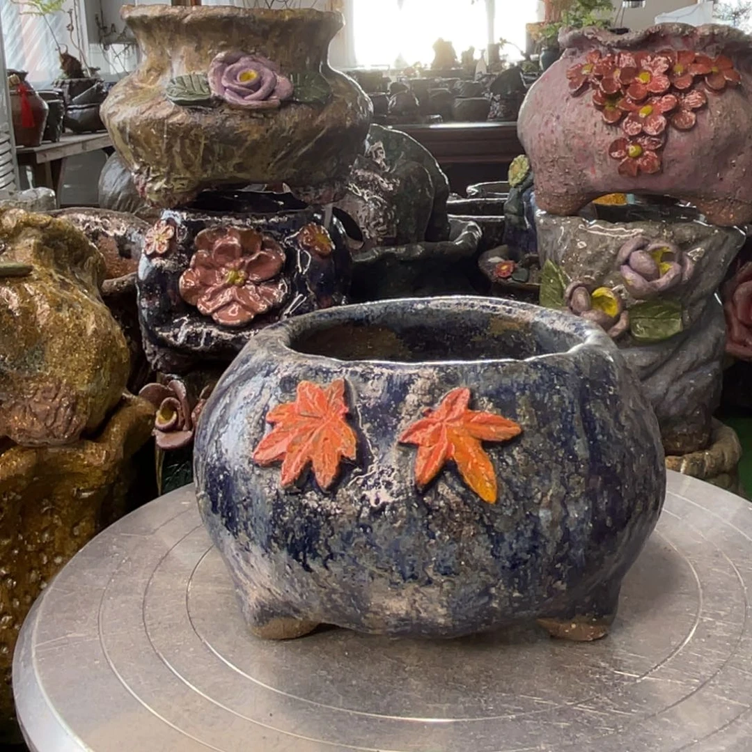 红陶粗砂陶瓷花盆