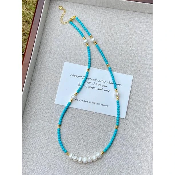 X016 青松落色 清新松松珍珠项链