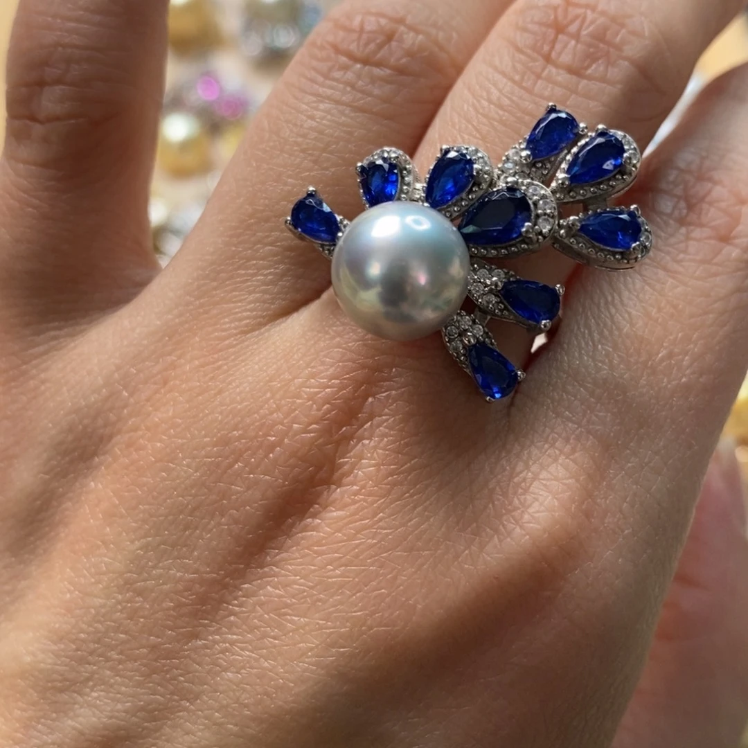 海水珍珠戒指银S925镶嵌