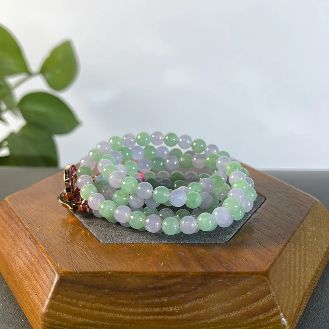 JXA27-154 天然缅甸A货翡翠  翡翠珠串（含配饰）