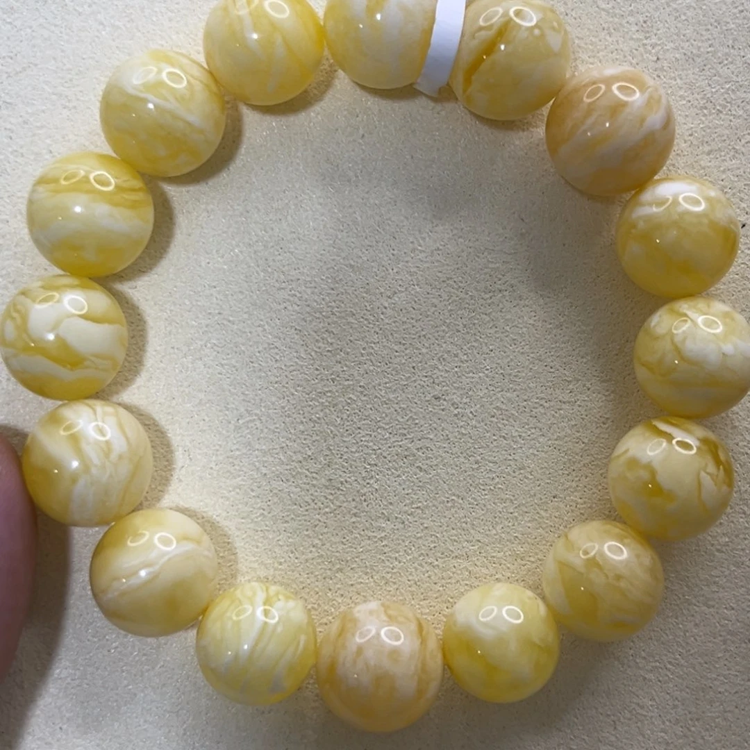 琥珀未镶嵌手链虎皮千层13.5mm手串