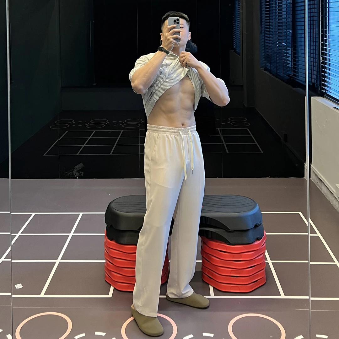 IRONTRAP夏季垂感雪纺休闲裤男士松紧腰凉感长裤冰丝运动训练裤子