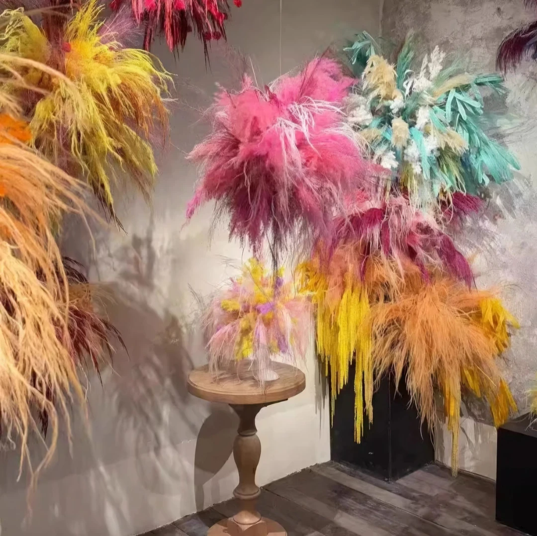 （新粉福利）烟花羽毛芦苇拍照开业造景ins仿真花家居装饰品摆件