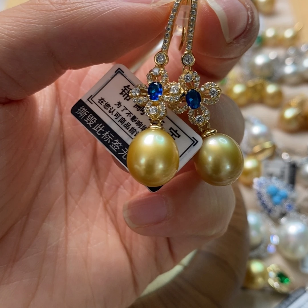 海水珍珠耳饰银S925镶嵌
