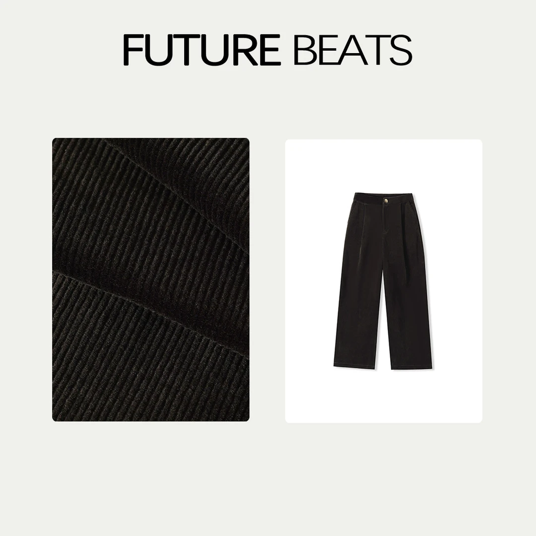 FUTURE BEATS时尚复古韵味灯芯绒直筒阔腿休闲裤
