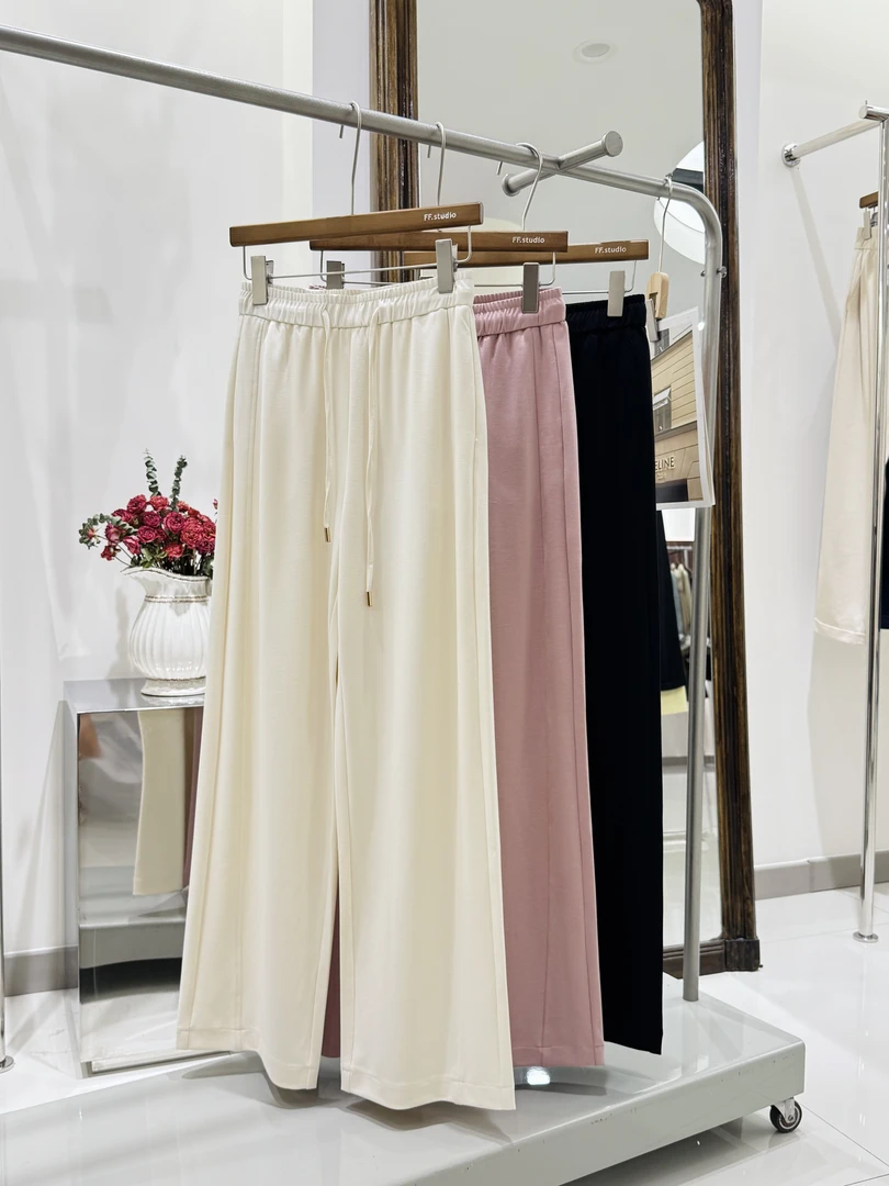 凉凉裤～夏季松紧腰垂感显瘦百搭窄版直筒裤#5832