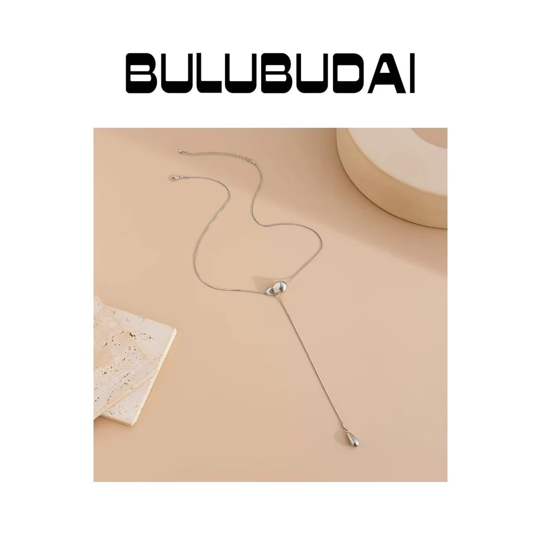 合金项链 时尚不规则几何简约长款Y形流苏项链