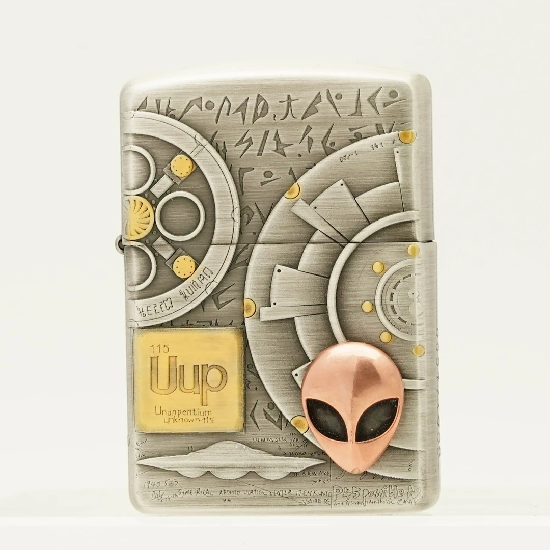 ZIPPO正品打火机/外星人-熏银盔甲紫铜贴章DY9912TZ【林子1】