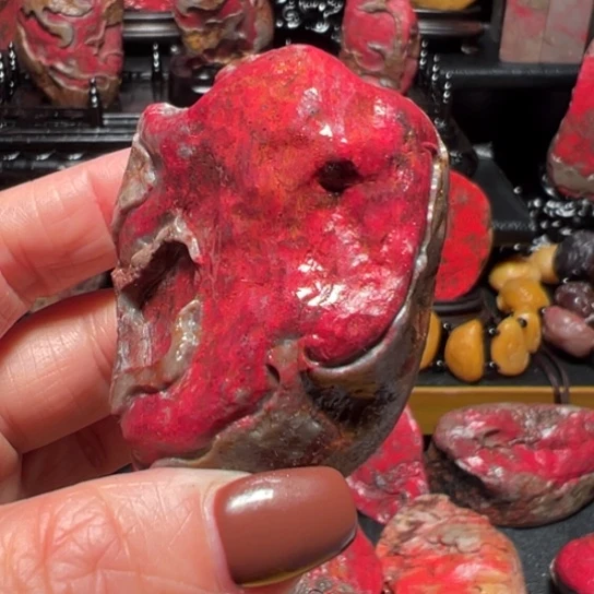 昌化鸡血石原石手把