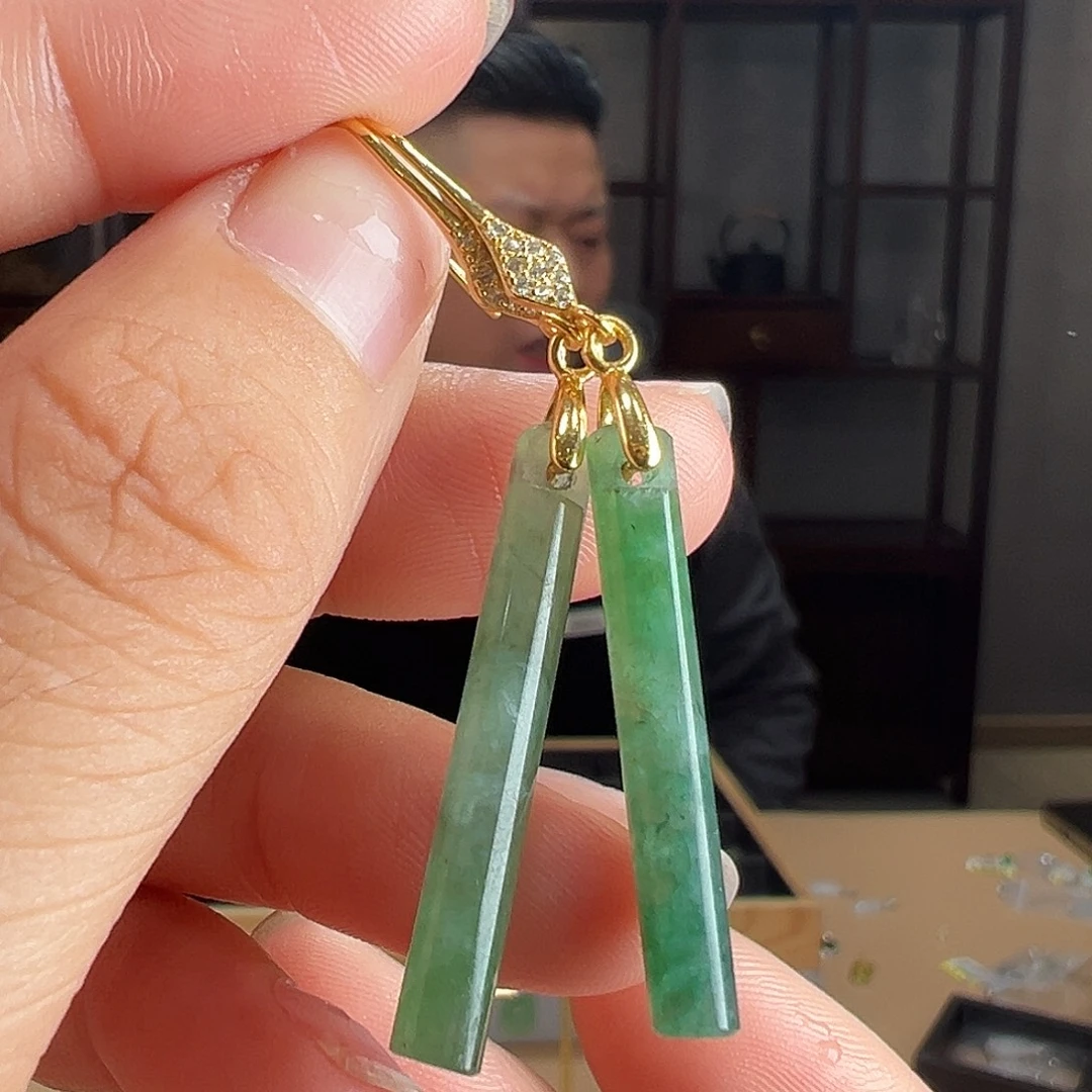 翡翠银S925镶嵌耳饰耳环60