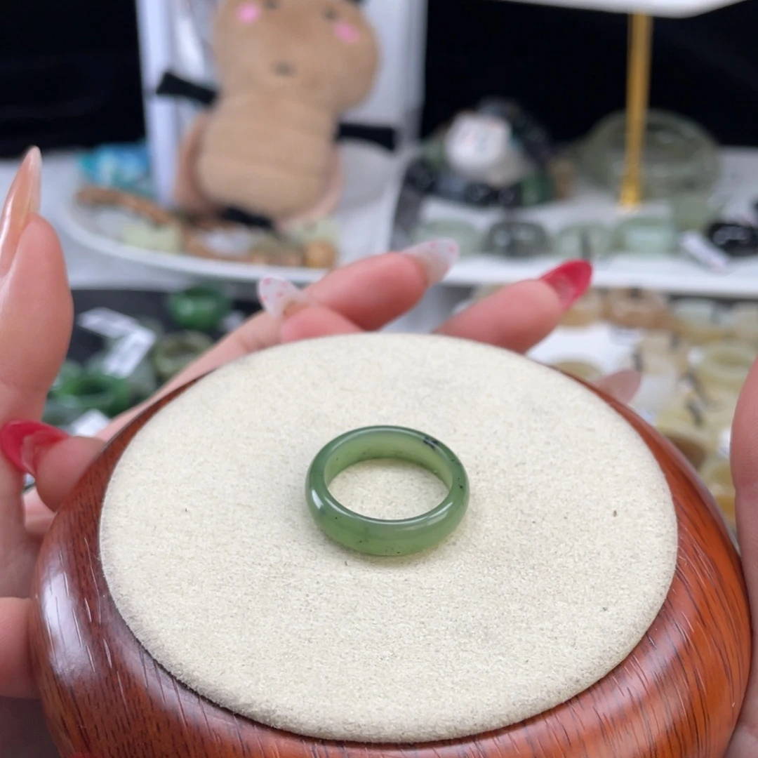 和田玉未镶嵌戒指o57碧玉乌兰海16.9