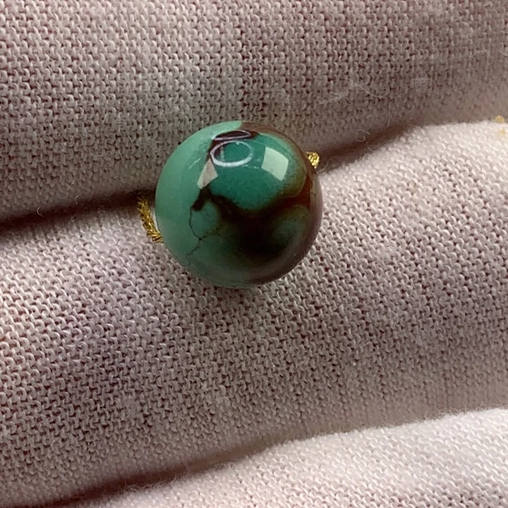 绿松石未镶嵌珠宝奇石特色网花圆珠10.1mm