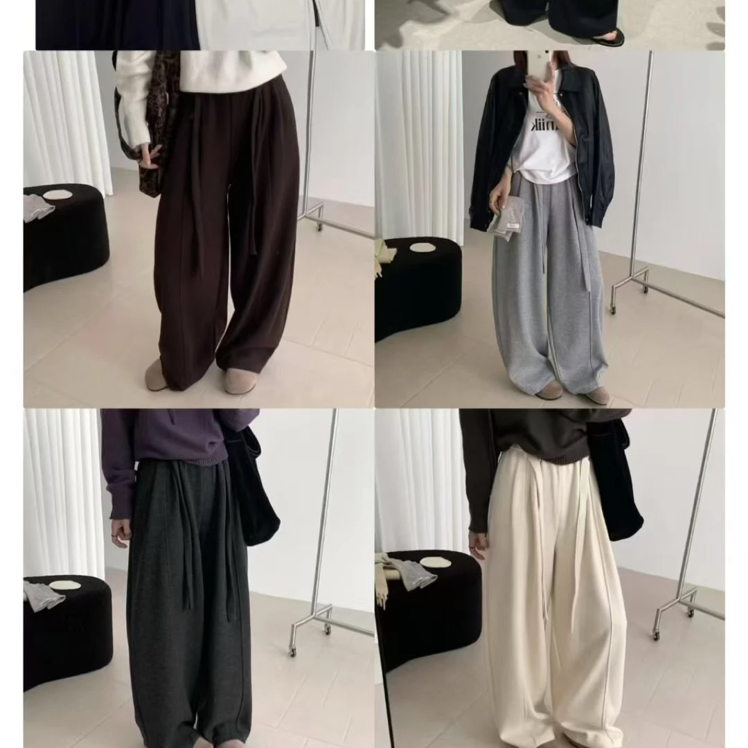 秋冬新款加厚羊绒弯刀百搭裤