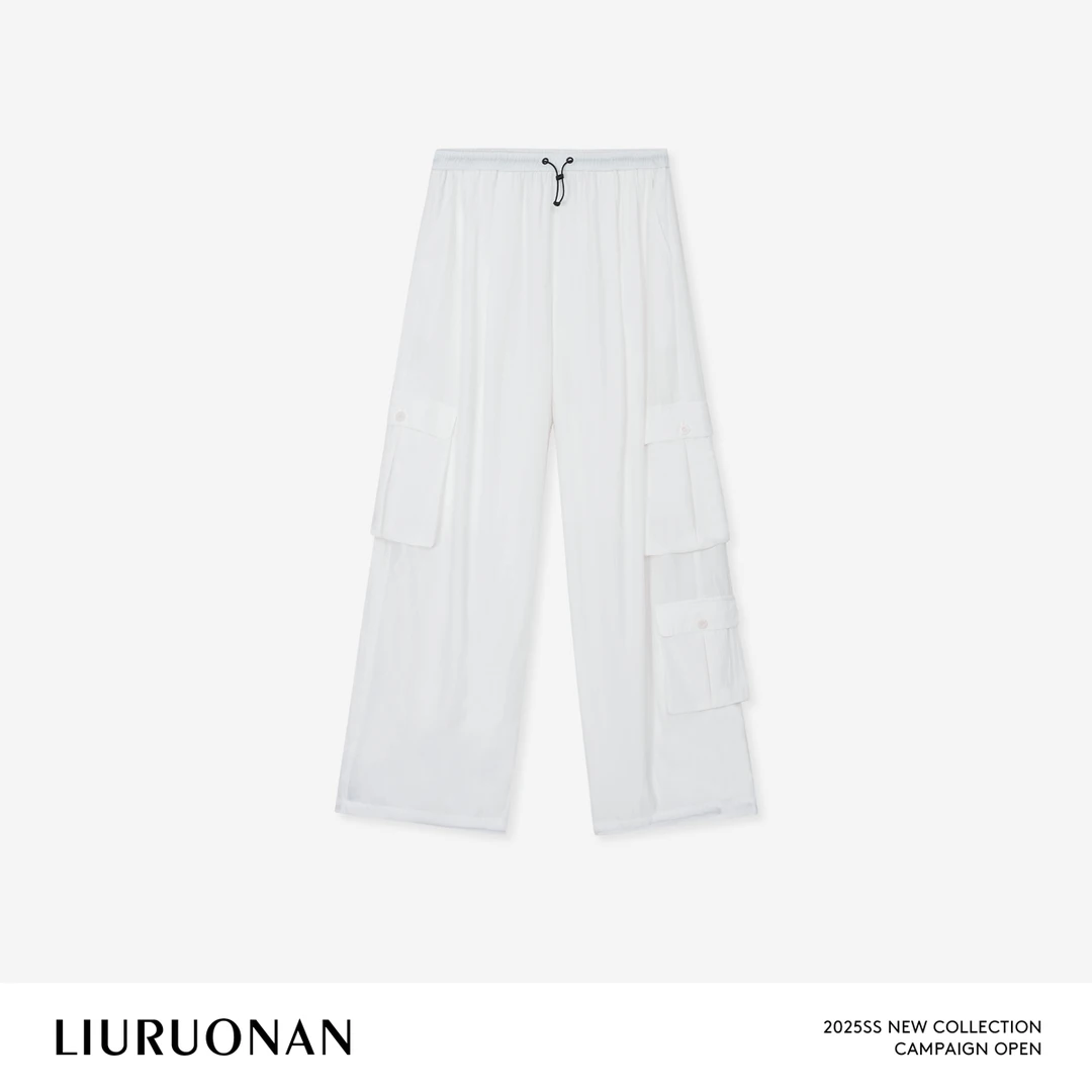 LIURUONAN 25SS【醋酸工装裤】纯色极简多口袋春夏高腰显瘦休闲裤女