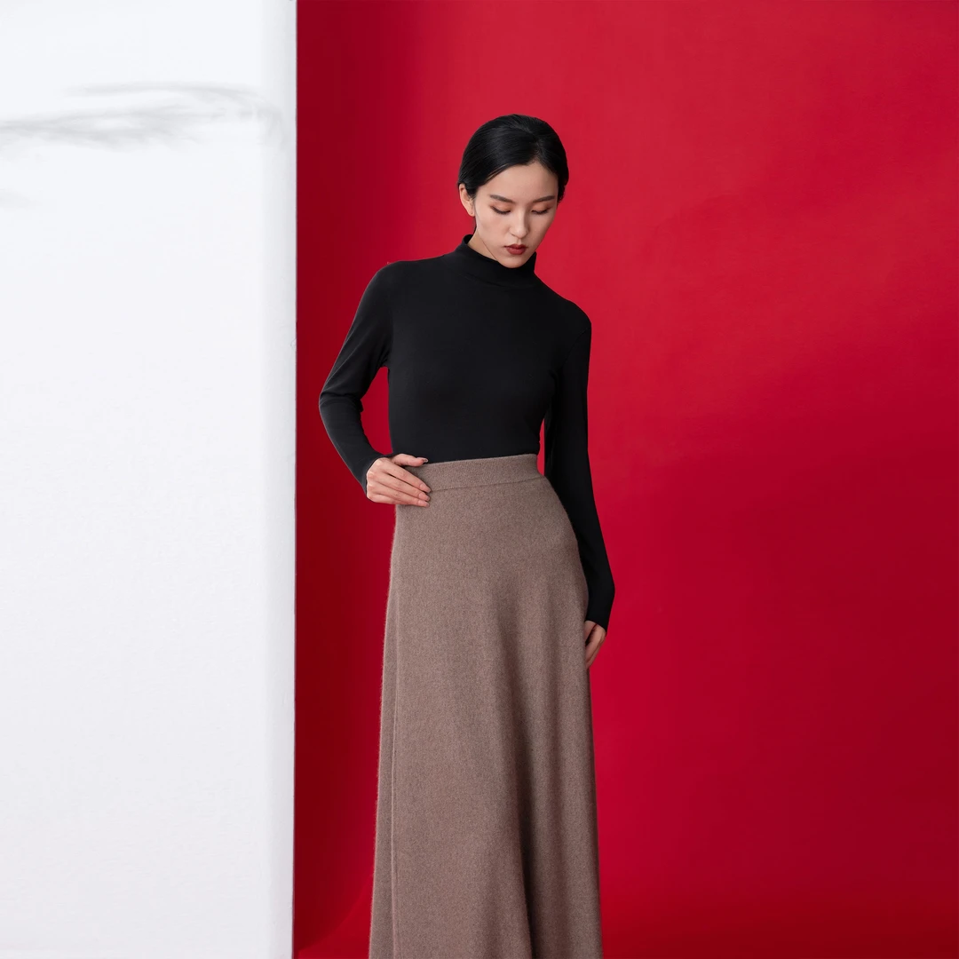 【三合竹衣】女士经典里面加薄绒中领打底衫