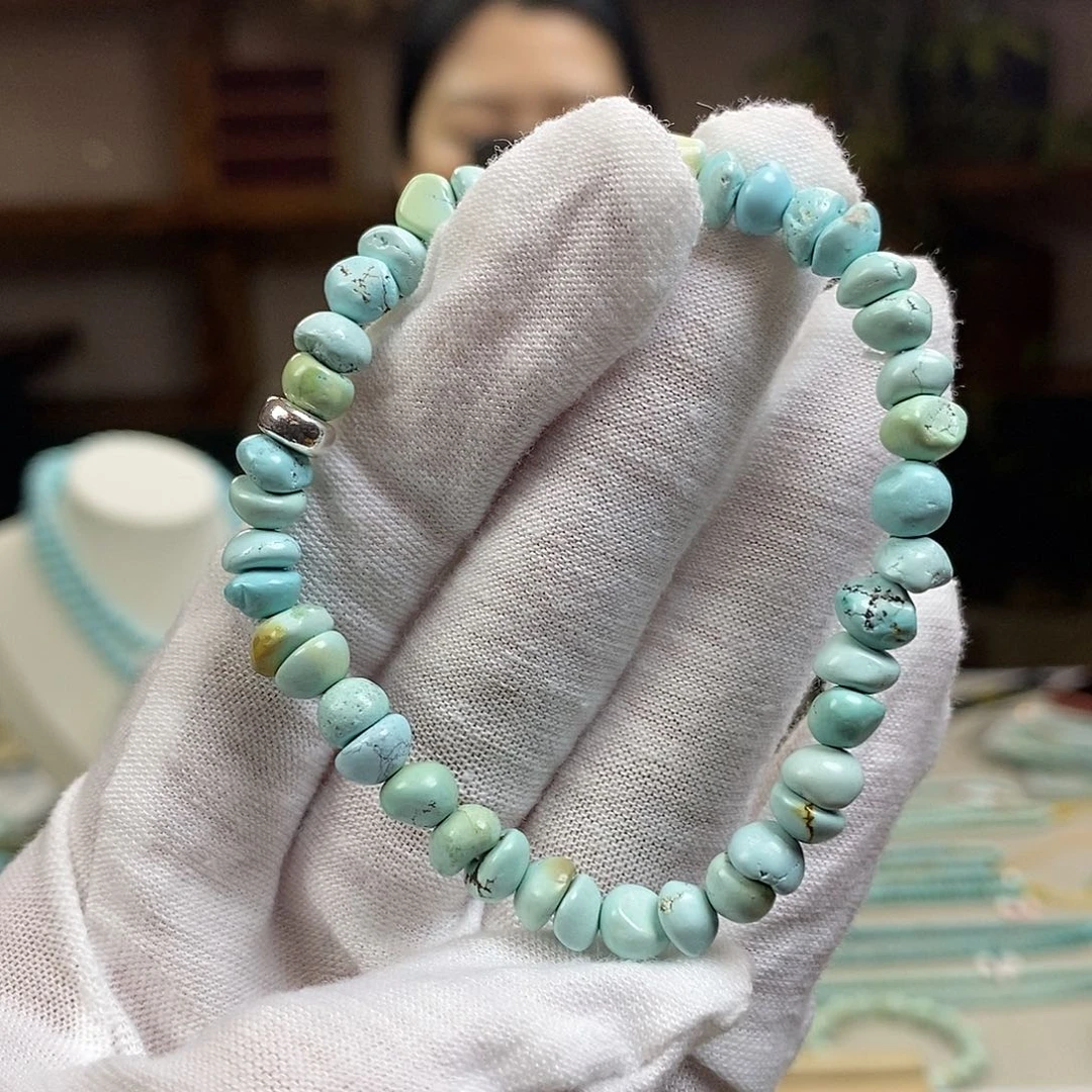 绿松石A9随行单圈卡7+银S925镶嵌