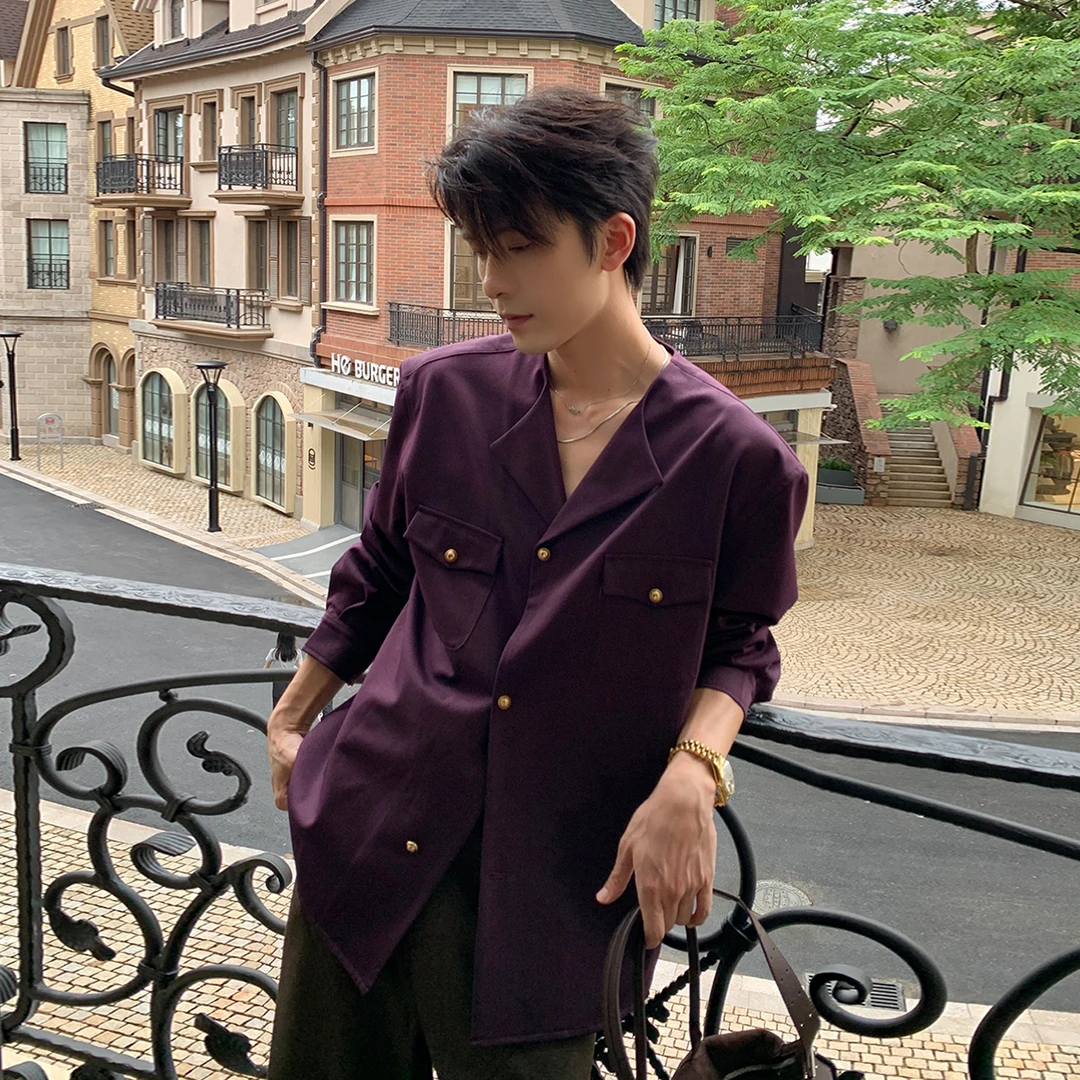 一轩轩轩【假日印象】秋季高级感气质新中式男士长袖休闲衬衫25669