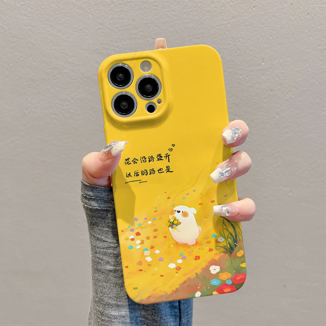 油画文字兔子适用苹果16手机壳华为创意vivo小米15新款oppo菲林壳