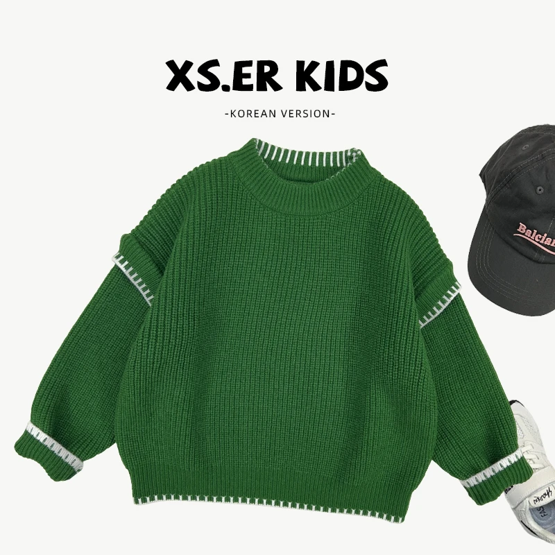 【小首尔】现货-春装儿童韩版休闲宽松假两件软糯套头毛衣HBB5938