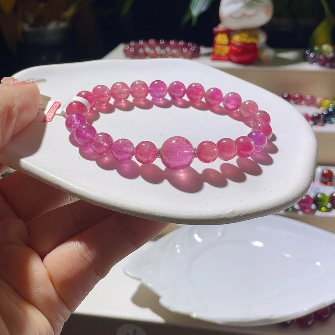 手链碧玺未镶嵌精品艳丽卢比来8.3左右➕顶珠12.2