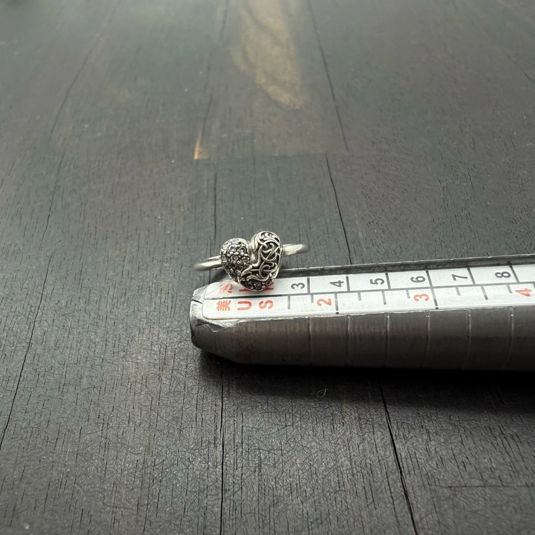 US4码 Chrome Hearts 克罗心 白钻藤蔓爱心泡泡糖戒指