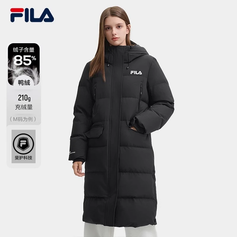 斐乐女士长款羽绒服24冬季休闲舒适保暖连帽外套F11W449906F