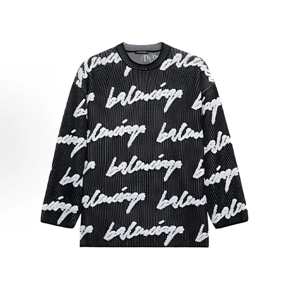 99新 Balenciaga/巴黎世家 草写logo满印针织衫 XS码/98新