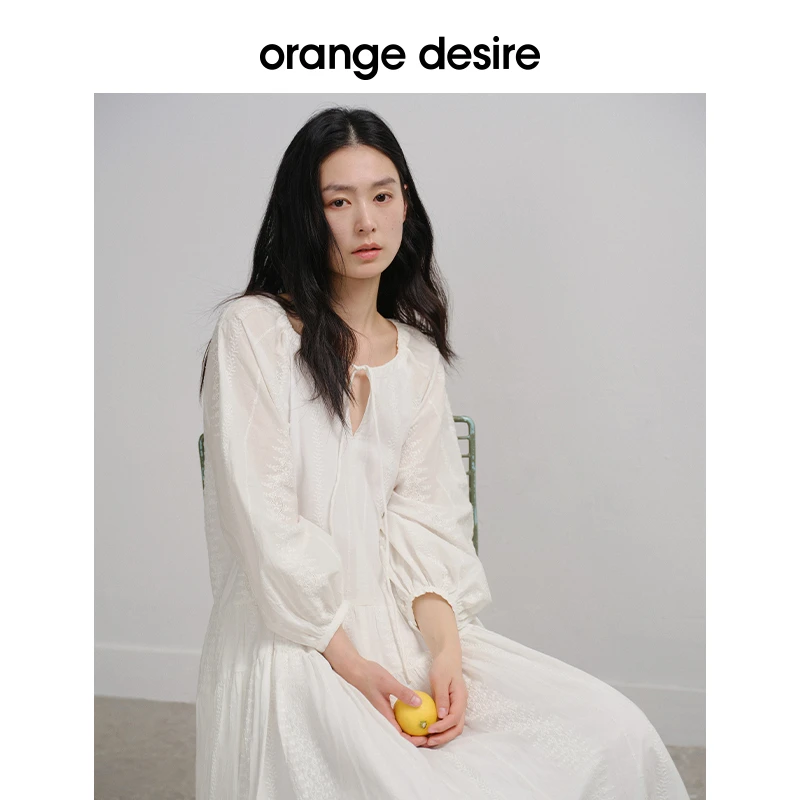 orange desire【雨后苍兰】刺绣连衣裙波西米亚风25春OD2ESWL1001
