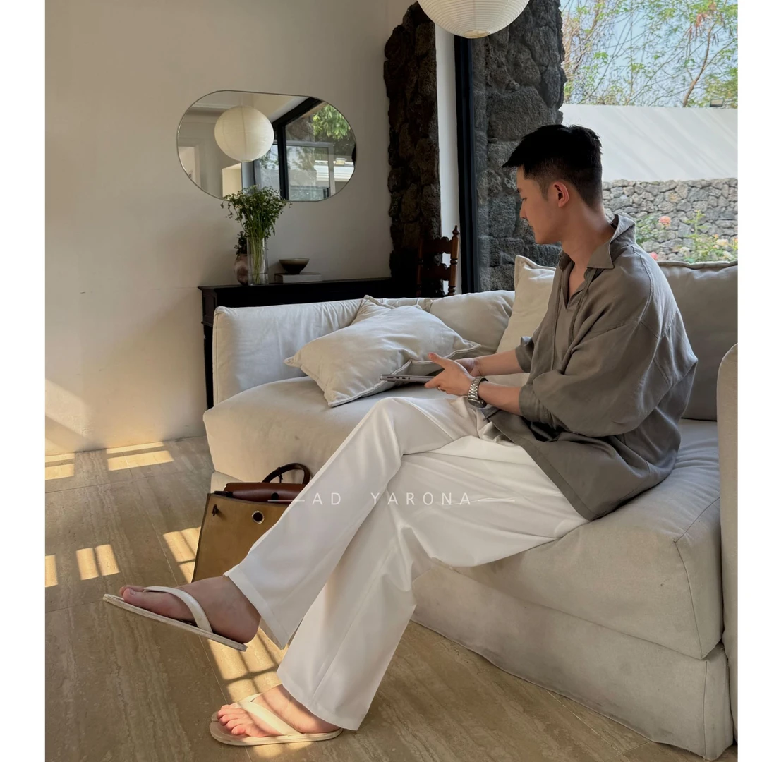 city系列 若时春夏新款飘带设极简垂顺感微阔休闲西裤