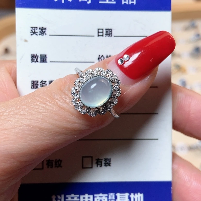 【闪购商品】岫玉戒指银S925镶嵌君*姐