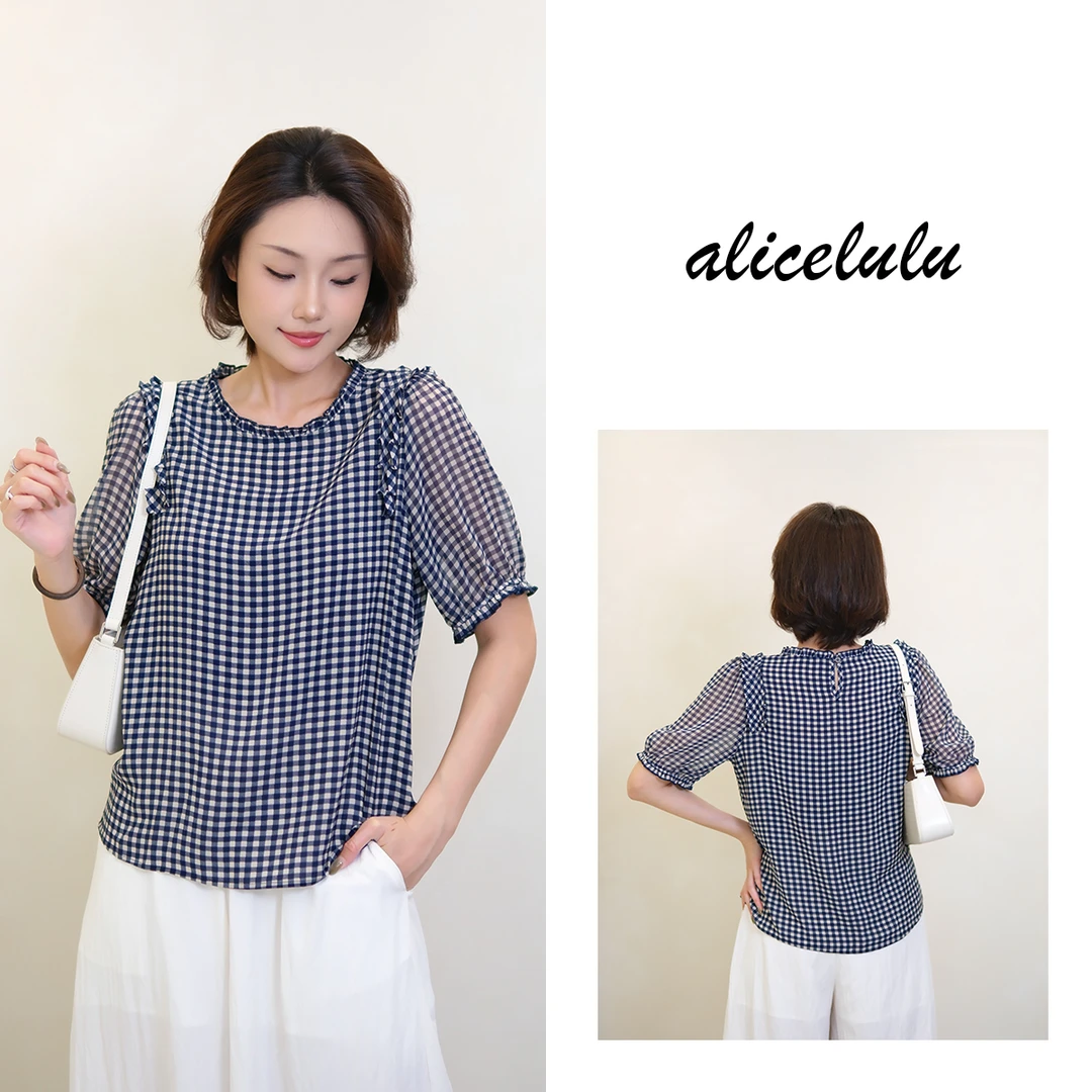 4[alicelulu]通勤华夫格纹经典宽松休闲衬衫潮流S1035001B