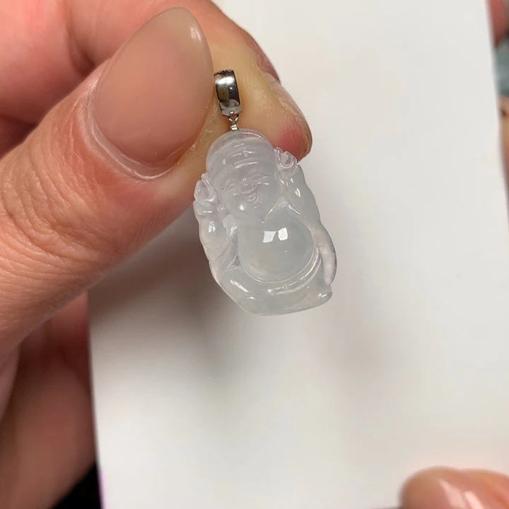 翡翠18K金镶嵌颈饰财神爷20-14-4.3